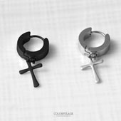 十字架鋼製黑色耳針耳環