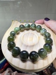 天然水晶岫玉青提奶蓋手串 13mm Serpentine jade