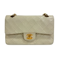 二手香奈兒 Matelasse 23 雙鏈雙蓋 Coco Mark 單背包，白色