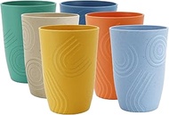 SINOGE Wheat Straw Cups 16 OZ - Unbreakable Drinking Cups Set of 6 Alternative to Plastic Cups Reusa