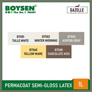 └ ➩ ✸ Boysen Color Series Permacoat Semi-Gloss Latex Paint Tulle White B7501- 1 Liter