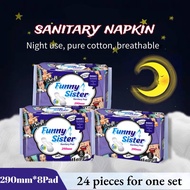 Funny Sister Sanitary Napkin Breathable 29CM 3Packs(24 Pieces ) Thickened Overnight With Wings