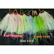 Assist Hook Tenggiri Killer Bulu Ayam J-Pike 5pcs/Packet  Size 3.5 (Ready Stok)