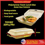 (50pcs/pkt) Kotak Nasi Polisterin / Polystyrene Foam Lunch Box Degradable/Heat Resistance