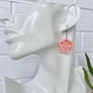 Rose Hoop Earring | Floral Drop Earring | Handmade Polymer Clay Earrings | Rose Earring | Statement 