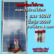 ปั๊มน้ำโซล่าเซลล์พร้อมแผงโซล่าเซลล์ 150W ปั๊มDC 300W 12V สายไฟยาว 6เมตร ต่อตรงใช้งานได้เลย