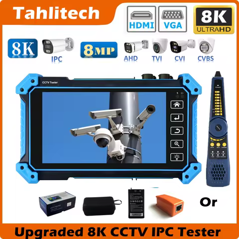 CCTV IP Camera Tester Upgraded 8K IPC 8MP CCTV TVI CVI ADH Tester Wifi Analysis VGA HDMI Input UTP C