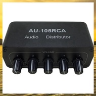 (HARB) 1-IN-5-OUT HiFi Stereo Audio Splitter / Selector Tone Controller Audio Mini Distributor Porta