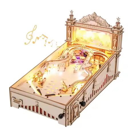 Robotime 3D Pinball Machine Puzzle Amusing Table Game Mechanical Wooden Model Building Kits for Adul