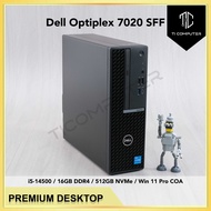 Dell Optiplex 7020 SFF Intel i5-14500 16GB DDR5 RAM 512GB NVMe SSD Win 11 Pro Used Desktop