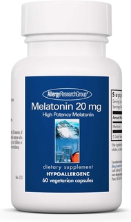 Allergy Research Group Melatonin 20mg - Pure Melatonin, Extra Strength for Adults, Sleep Aid, High D