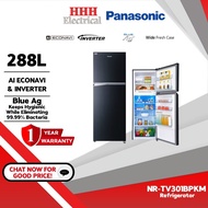 Panasonic 288L 2-Door Fridge Ai Econavi Inverter Refrigerator NR-TV301BPKM (Sparkling Black) Peti Sejuk 2 Pintu