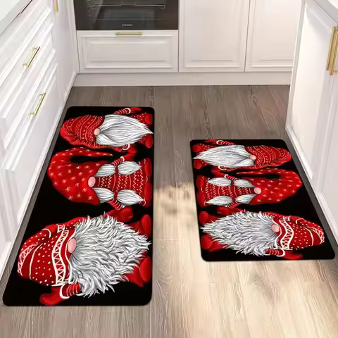 2 Santa Claus Gnome Rug Anti Slip Dirt Resistant Absorbent Washable Christmas Decorations Gifts for 