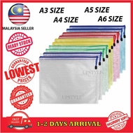 [1PC] A4 A3 A5 A6 Size File Bag Zipper Zip File Mesh Stationery File Folder Document Bag Office Scho