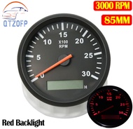85mm 0-3000RPM Marine RPM Tachometer Gauge LCD Tacho Digital Hour Meter Red Backlight For Diesel Eng