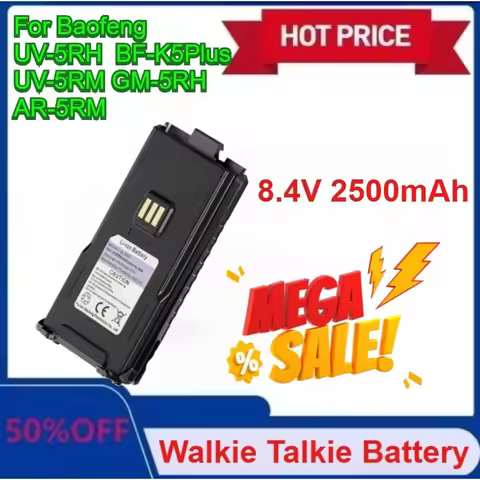 For Baofeng UV-5RH Walkie Talkie Enlarge Battery 8.4V 2500mAh BF-K5Plus UV-5RM GM-5RH AR-5RM Two Way