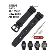 Casio AE-1200 Strap 18mm Resin Material Black Silver Stainless Steel Buckle Suitable for AE-1300 Wat