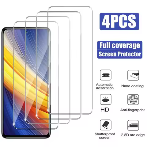 1-4PCS 9H HD Clear Screen Protector For Poco X7 Pro F7 M7 Tempered Glass Poco M6 F6 X6 X5 X3 F5 F4 F