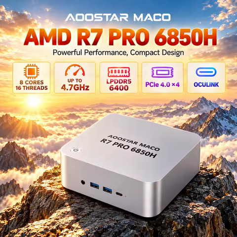 AMD Ryzen PRO AOOSTAR MACO Mini PC AMD Ryzen PRO 6850H 8C16T 4.7GHz LPDDR5 6400 PCIe 4.0x4 OCuLink D