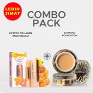 DHERBS SET MAKEUP COMBO DIAMOND FOUNDATION+Lipstick COLLAGEN