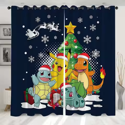New Bandai Pokemon Pikachu 3D Cartoon Bedroom Window Curtains Anime Blockout Print Curtain Child Kid
