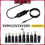 STA Type C to DC5521 Power Cable 5V9V12V15V20V with Optional Tips Adjustable 5V 20V