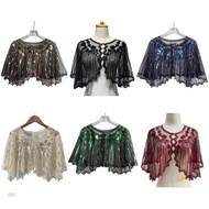 HAN Sequins Flapper Shawl Gatsby Costume Accessories for 20s Gatsby Theme Party