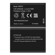 แบตเตอรี่ ZTE Original สำหรับ ZTE WD670 KB-OSH150-2300 OSH-150 4G LTE พ็อกเก็ต WIFI Router 3.8V 2300