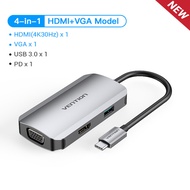 Vention USB หลายพอร์ตชนิด C ถึง USB 3.0 4K HDMI VGA การ์ดความจำ PD RJ45 3.5มม. สัญญาณเสียงอุปกรณ์เพิ