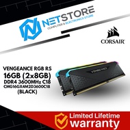 CORSAIR VENGEANCE RGB RS 16GB (2x8GB) DDR4 3600MHz C18 RAM (BLACK) - CMG16GX4M2D3600C18