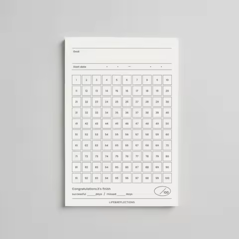 100-day Notepad 100 Days Goal Track Non-sticky Good Habit Tracker To Develop Target Tracking Goal Tr