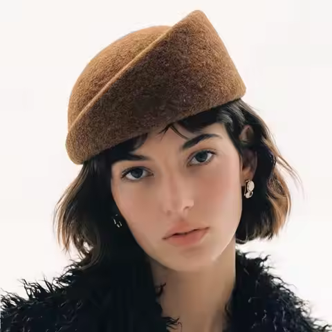 fall winter berets hats for woman vintage pillbox hat woman brown pink Wedding Party Top Fedora