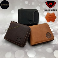 Rush Rider Leather Wallet Men Zip Short Wallet Leather Man Dompet Zip Kulit Lelaki Beg Duit Lelaki K