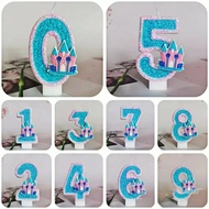 [3D Castle Number Candle] Birthday Party Cake Decoration Plug-In Creative Birthday Age Candle Childr