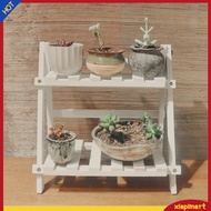 {xiapimart}  Double Layer Plant Stand Multifunctional Wood Plant Flower Pot Display Stand Shelf Household Supplies