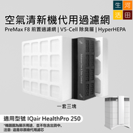 適用IQair HealthPro 250空氣清新機代用過濾網|一套三塊|第一層 PreMax F8+|第二層V5 Cell+|第三層 HyperHEPA 代用非原廠濾芯