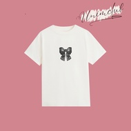 [250Gsm Cotton Fabric] UNIM CLUB Cute Hottrend Y2K Bow Baby Tee Shirt Multicolor High Quality Cotton