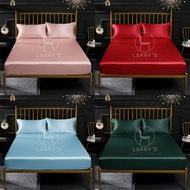 Bedsheet 3in1 Satin Silk Bedsheet with Pillowcase Set Bedsheet Fully Garterized Bedsheet Pillowcase