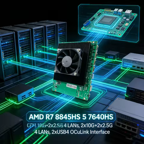 AMD Gaming Firewall NAS Motherboard AMD R7 8845HS 5 7640HS 2x10G+2x2.5G 4 LANs 2x USB4 OCuLink ITX M