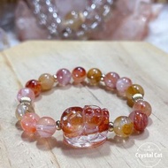 錦鯉膠花貔貅襯8.5mm紅黃膠花手串