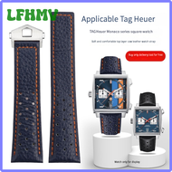 LFHMV หนังแท้ 22 มม. สําหรับ Tag Heuer Monaco CBL2115 CAW211R Men's Wristwatches Band Accessories Fold Buckle Breathable Watch Band SGETR