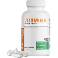 Vitamin K Triple (Vitamin K2 MK7 / Vitamin K2 MK4 / Vitamin K1) Full Spectrum Complex Vitamin K, 90 