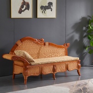 HY@🧶Green Vine  Chaise Longue Beauty Bed Living Room Single Sofa Wooden Ball Chaise Longue Noon break bed Bean Bag Ratta