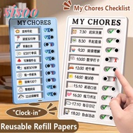 SISOO My Chores Checklist, Self-discipline Reusable Daily Planner Memo, Plastic My Chores Detachable