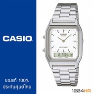 Casio AQ-230A ของแท้ รับประกันศูนย์ 1 ปี นาฬิกาสำหรับผู้ชายและผู้หญิง สาย Stainless 12/24HR AQ-230A-