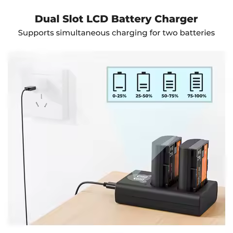 K&F CONCEPT 2400mAh LP-E6P 2-Pack Battery and Dual Slot USB Charger for Canon EOS R5 Mark II EOS R6