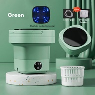 8L Mini Washing Machine 2-in-1 Folding Washing Machine with Dryer Basket for Baby Clothing Underwear