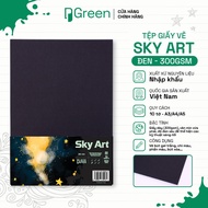 Sky Art Drawing Paper File (Black) 300gsm - Paper Size A3 A4 A5 - Smooth Black paper | PGREEN