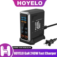 HOYELO GaN 240W Fast Charger 6-Port Multifunctional PD3.1 Screen Display Desktop Charger