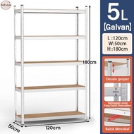 Rak besi siku 5 susun 120x50x180cm Rak besi Rak Susun Rak barang Rak gudang Rak besi serbaguna Galvn
